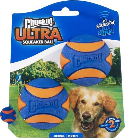 Ball Dog Toy, Medium (2.5 Inch Diameter) Pack of 2, for breeds 20-60 lbs
