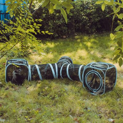 Cat Furniture Tent for Indoor and Outdoor Playpen Portable Cat Tunnels, Outdoor Kennel (2 Cube + 3-Way Tunnel)