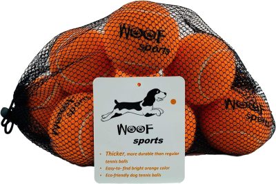 Dog Tennis Balls 12 Orange Tennis Balls for Dogs. Easy to Find! includes Carrying Bag. Medium Size Balls Fits Standard Ball Launchers