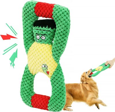 Squeaky Dog Chew Toys for Aggressive Chewers, Dog Toys for Large Medium Small Breed Dog, Indestructible Tough Durable Dogs Toys Interactive Puppy Teeth Clean Natural Rubber(Raccoon & Zombie)