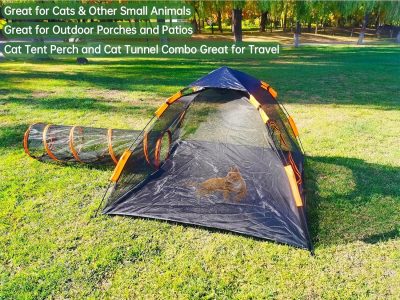 Portable Outdoor Cat Enclosures for Indoor Cats, 4-in-1 Large Cat Tent Outdoor with Tunnel for Cats and Other Pets