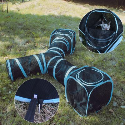 Cat Furniture Tent for Indoor and Outdoor Playpen Portable Cat Tunnels, Outdoor Kennel (2 Cube + 3-Way Tunnel)