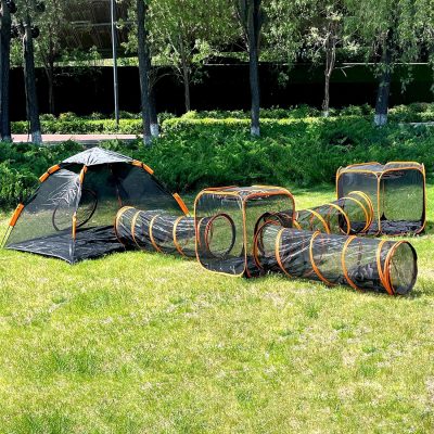 Portable Outdoor Cat Enclosures for Indoor Cats, 4-in-1 Large Cat Tent Outdoor with Tunnel for Cats and Other Pets