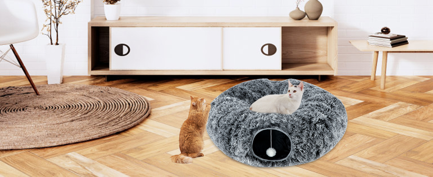 Cute cat tunnel bed